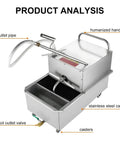 38 Liter Stainless Steel Commercial Oil Filter Machine featuring humanized handrail, oil outlet pipe, and casters for easy movement.