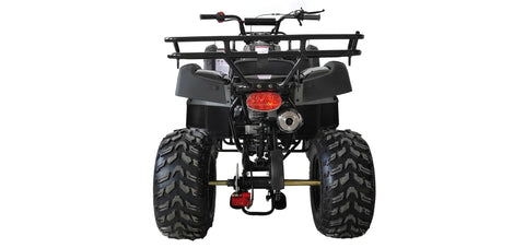 Rear view of Beefy 200cc Full Size ATV Quad For Adults And Youth With LED Lights Matching Rims Automatic Transmission With Reverse