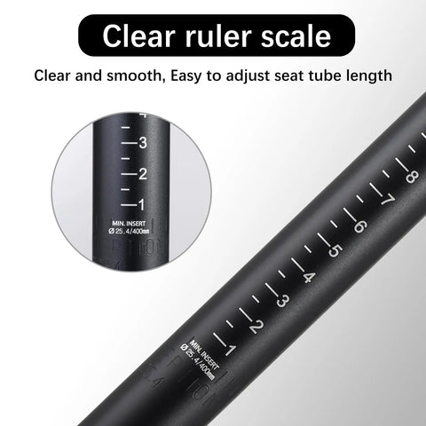 Bike Seat Post 400mm Aluminum Alloy For Mountain Road BMX And Fixed Gear Bikes with clear ruler scale for easy adjustment
