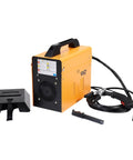 Compact 110V MIG 130 Flux Core Welder No Gas Welding Machine with face shield and electrode holder for DIY projects