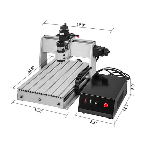 Beefy 3 Axis 3040 CNC Router Engraver With USB Port ER11 500W Workhorse Cutter Milling Machine showcasing table dimensions