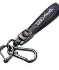 Genuine Leather Keychain Set For Audi Models A3 RS3 A4 A5 A6 A7 RS7 A8 Q3 Q5 Q7 R8 with zinc alloy and sleek plating