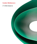 Close-up of green paper gasket material roll with inner hole, 1.2 mm thick