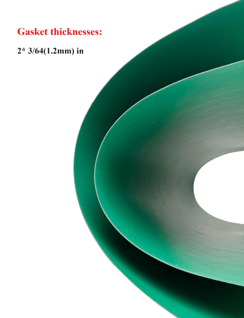Close-up of green paper gasket material roll with inner hole, 1.2 mm thick