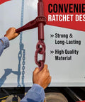 Person operating 4 Pack Heavy Duty Ratchet Lever Load Binder with Grab Hooks for Three Eighths to One Half Inch Chain 9200 lbs WLL