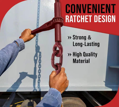 Person operating 4 Pack Heavy Duty Ratchet Lever Load Binder with Grab Hooks for Three Eighths to One Half Inch Chain 9200 lbs WLL