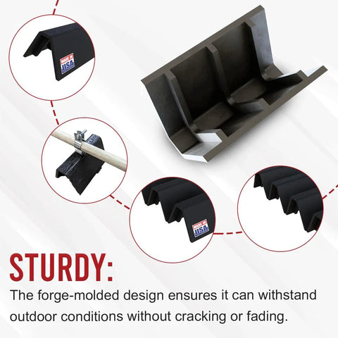BULLKE rooftop pipe support CTL, black recycled-plastic pipe cradle and conduit support, 4-pack