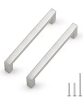 30 Pack Brushed Nickel Stainless Steel Kitchen Cabinet Pulls With Square Corner Bar Handles 5 Inch Hole Centers 5.5 Inch Total Length