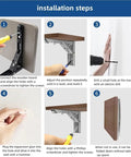 Installation steps for Heavy Duty Stainless Steel Folding Shelf Brackets Set - Collapsible Wall Mount L-Table Hinges.