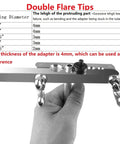 Front view of brake line flaring tool kit for copper and aluminum tubing, sizes 3/16–1/2 in, metal hand-held