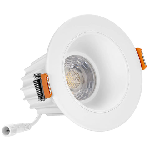 2 Inch Recessed LED Downlight With Premium Anti Glare Trim, 600 Lumens Bright White Glow, 5 Tunable CCT Options For A Sleek Home Lighting Setup Today, white trim with orange clips.
