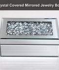 Luxury Silver Crushed Diamond Glass Mirrored Jewelry Organizer Box Storage For Rings Earrings Necklaces Bracelets