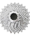 Close-up of 11 Speed 11 To 36 Tooth Cassette For Road And Gravel Bikes With Heat Treated Steel Cogs And Aluminum Spider And Lockring