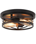 Black Flush Mount Ceiling Light Industrial Vintage Metal Cage Fixture Close To Ceiling For Kitchen Hallway Bedroom Farmhouse Modern Style