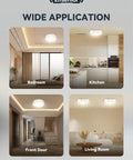 Wide application of 13 Inch LED Flush Mount Ceiling Light With Frosted Glass Shade, Dimmable, in bedroom, kitchen, living room.