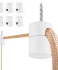 Six Pack Aluminum Swag Hooks For Ceiling Hanging No Fuss Heavy Duty White Ceiling Hooks holding cord with screws