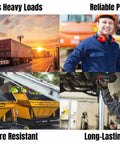 Collage showing heavy-duty trucks, construction worker, industrial machines, and mechanic with focus on Red N Tacky Red Grease Heavy Duty Multi Purpose Lubricant For High Temperature Bearings And Industrial Machinery Built To Take The Heat And Tough As Nails Under Extreme Pressure In A 2 Pack.