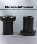 Heavy Duty Sliding Barn Door Track Spacers Carbon Steel Wall Mount Connectors Black Finish For Farm Garage Basement 4 Pcs 3.5x3x2 Cm Built To Last And Rock Solid Hardware, front view showing two spacers.