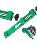 Essential Cutting Machine Base Plate Guide With Circular Clip for Precision Straight Cuts, featuring a green ABS body and adjustable clips.