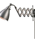 Industrial Swing Arm Wall Lamp With Antique Nickel Finish, Rustic Farmhouse Vibe, Fully Adjustable 13 To 23 Inch Extension