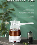 Turkish Coffee Maker And Kettle No Fuss 500ml Capacity 600W Fast Heating One Touch Button Heats Water Tea Milk BPA Free