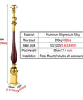 Premium Aluminum Stair Baluster Spindle Kit Adjustable Angle, 95cm aluminum-magnesium alloy post with floor mount installation.