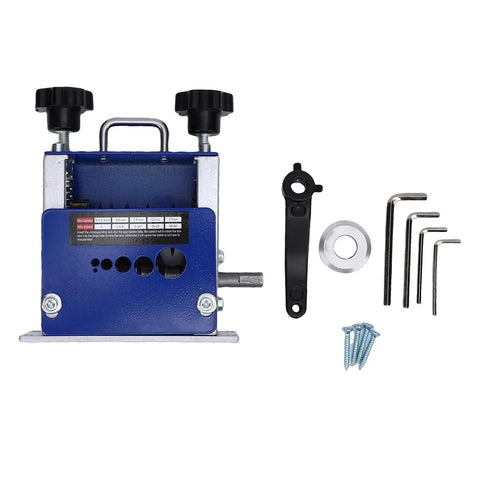 Pro Grade Wire Stripping Machine Hand Crank Or Drill Powered With 6 Hole V Groove For 3.5 To 17 Mm Cables Adjustable Cutting Depth Portable Insulation Stripper Tool For Fast Clean Wire Prep, blue metal unit with accessories
