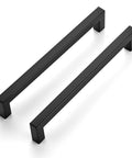 10 Pack Seven And A Half Inch Square Cabinet Handles Matte Black Pulls For Kitchen Cupboards And Drawers Modern Hardware With Seven And A Half Inch Center To Center Spacing Durable Easy Install Sleek Bold Cabinet Pulls.