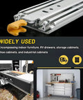 Beefy Heavy Duty Drawer Slides With Lock, Side Mount Full Extension Ball Bearing Rails, 76mm Width, 500 Lb Capacity