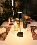 Cordless Table Lamp With 6000mAh Battery IP54 Waterproof All Aluminum Body Touch Dimming Warm Light, on restaurant table