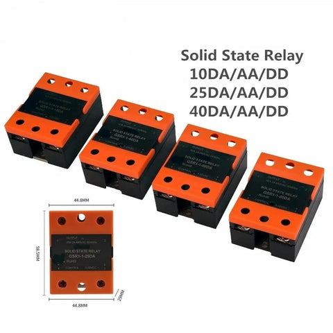 Zero Cross Solid State Relay For Single Phase DC To AC Control SSR 25DA 40DA Heavy Duty Industrial Relay With Wide Voltage And Current Options Rock Solid Sealed Housing For Tough Industrial Control Systems, 44.8x58.5mm