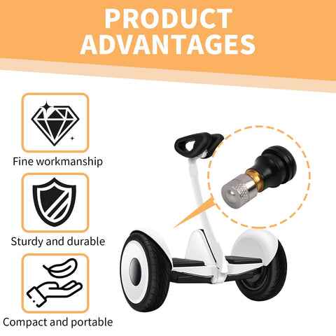 Tubeless Tire Valve Stems For Electric Scooters Ten Pack, Vacuum Valve Accessories; scooter and valve stem illustration