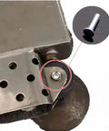 Close-up of Complete 5 Piece Lighter Repair Tool Kit With Heavy Duty Steel Wheel Rivet Punch Set detailing metal fix base and rivet.