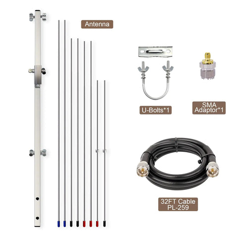 Go To Dual Band Yagi Antenna For Ham Radio VHF UHF 136 174 MHz And 400 470 MHz High Gain 7 And 10.5 dBi with 32 Ft Cable