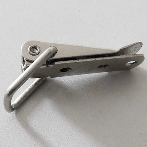 Straight Up Tough Spring Loaded Toggle Hasps 10 Pack Secure Latch Clasps For Toolboxes Cabinets Drawers And Suitcase Locks Solid Hardware For Everyday Jobs, close-up of a silver spring latch.