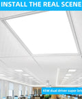 Installed 2x2 LED Flat Panel Light For Drop Ceiling Office Fixture Recessed Edge Lit 5000K Daylight 5800 Lumens 45W