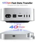 Plug And Play 40Gbps M2 NVMe SSD Enclosure For Mac Mini M4 And Pro with fast data transfer ports and USB 4 compatibility.