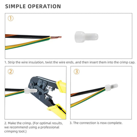 Installation guide for 250 Piece Closed End Wire Crimp Connectors And Terminals Kit For DIY Projects 22 To 18 18 To 14 12 To 10 AWG Nylon Core