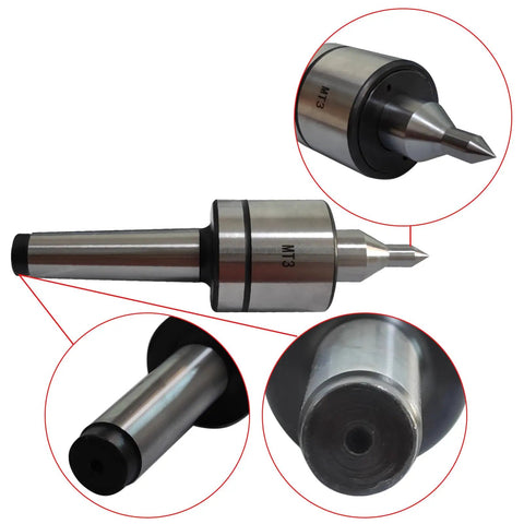 MT3 Live Center Long Nose for Lathe Tailstock Medium Duty 60 Degree Point Triple Bearing 0.000197 Inch Accuracy CNC Lathe Tool