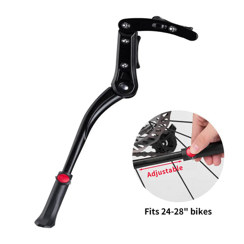 Rugged Mountain Bike Kickstand For 24 To 28 Inch Bikes, Adjustable Height 7 To 13 Inches, Quick Install Side Stand