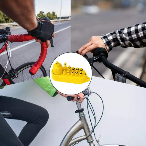 Heavy Duty Bicycle Hydraulic Brake Bleed Kit With Inflatable Cylinder And Funnel, Easy Bleed Tool, shown with cyclist