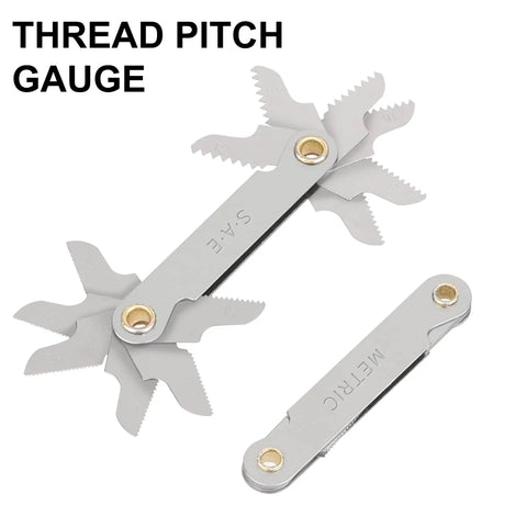 Thread pitch gauge for Die And Tap Set For External And Internal Threads In SAE And Metric Sizes Includes Thread Wrench And Thread Pitch Gauge 86 Piece