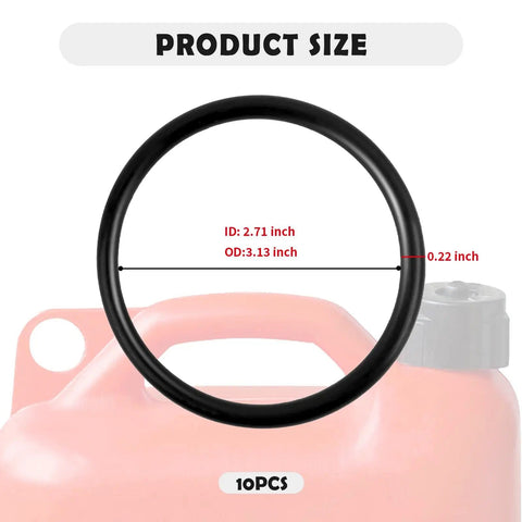 10 Piece Rubber O Ring Kit For Racing Fuel Jugs Sealing And Gasket Set, Includes 3.13 Inch Outer Diameter, product size illustration