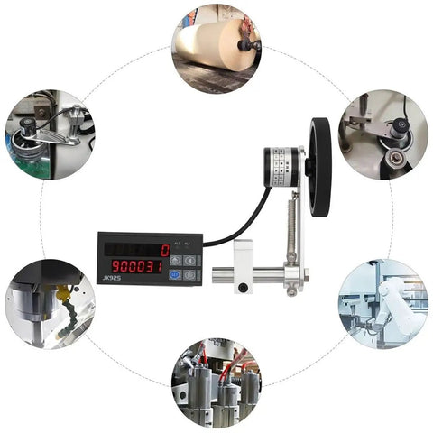 Heavy Duty Slick Digital Length Counter Measuring Wheel With Encoder And Dual Relay Output Boasts Smooth Power Off Memory for tracking cables and wires.