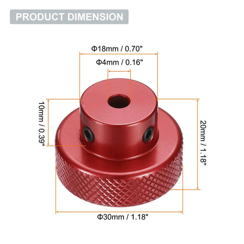 Aluminum Alloy Handwheel For Milling Machine Lathe 30mm OD 4mm Bore Red Handle with dimension details