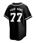 Custom Baseball Jerseys Personalized Team Uniforms For Men Women Boys Girls Moisture Wicking Breathable Mesh black jersey back view with name and number 77