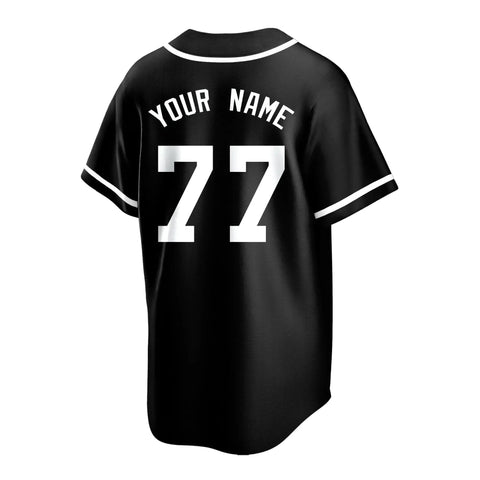 Custom Baseball Jerseys Personalized Team Uniforms For Men Women Boys Girls Moisture Wicking Breathable Mesh black jersey back view with name and number 77