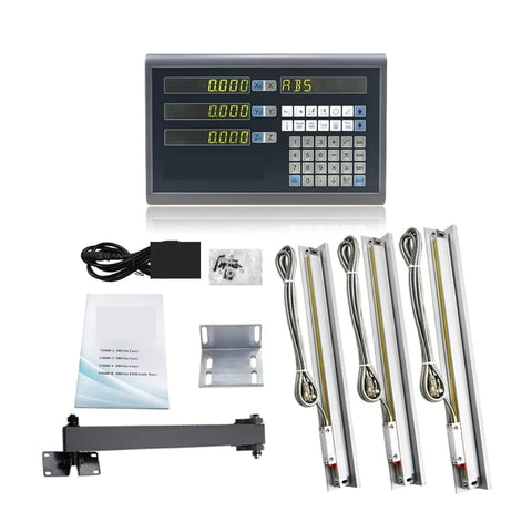 Dead Accurate Three Axis Digital Caliper Kit With Tough Die Cast Alloy Shell And Five Micron Linear Encoder Scales, complete setup.