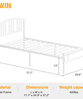Rock Solid Heavy Duty White Twin Bed Frame With Headboard And Footboard Metal Platform Base Steel Slat Support dimensions 77.7" x 34.9" x 37.2"