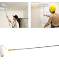 Pro Grade Paint Roller Kit Featuring Bend Resistant Stainless Steel Rods And A Nifty Drip Free Metal Tray showing paint rollers in use on walls.